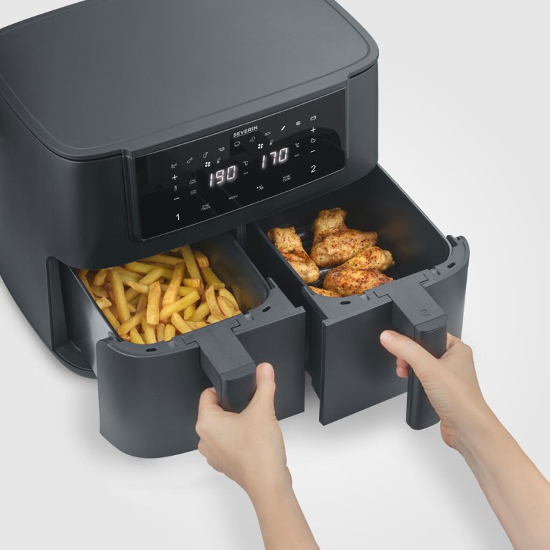 SEVERIN friteuse à air chaud double FR 2463, 2 x 4 litres, commande tactile